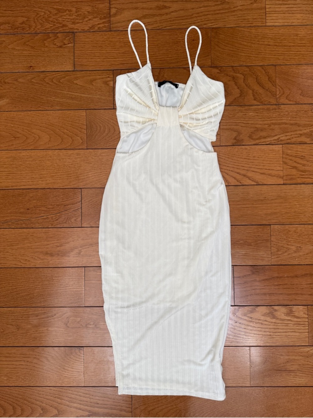 NWT Cutout Bodycon Midi Dress with Spaghetti Straps